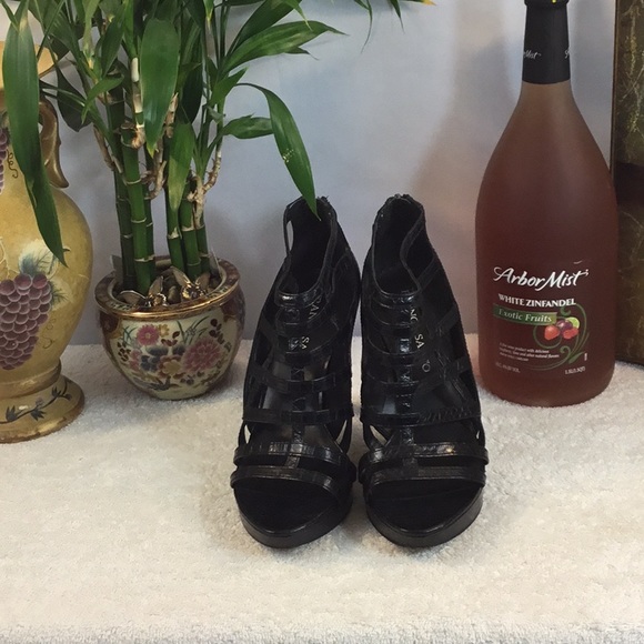 🍇🍷👠Black Snake Skin Franco Sarto Heels👠🍷🍇 - Picture 3 of 8